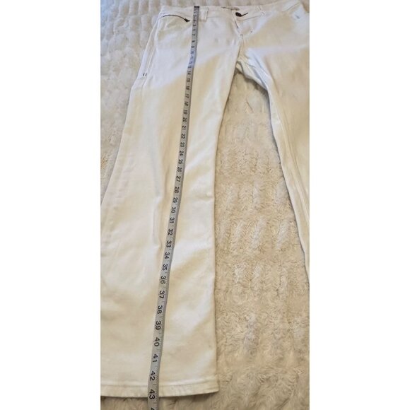 Women's CAbi White Denim Mid-Rise Bootcut Jeans w/Zipper Pockets Size 10 (READ) - Picture 7 of 16